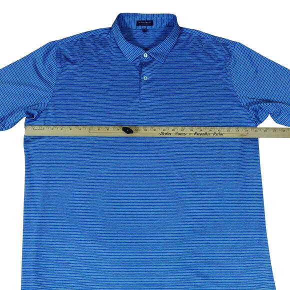 Peter Millar Crown Crafted Blue Striped Golf Performance Polo Shirt XXL - Picture 3 of 7